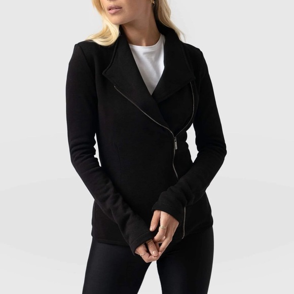 saints + sofia Jackets & Blazers - Saints + Sofia Cotton Biker Jacket - Black